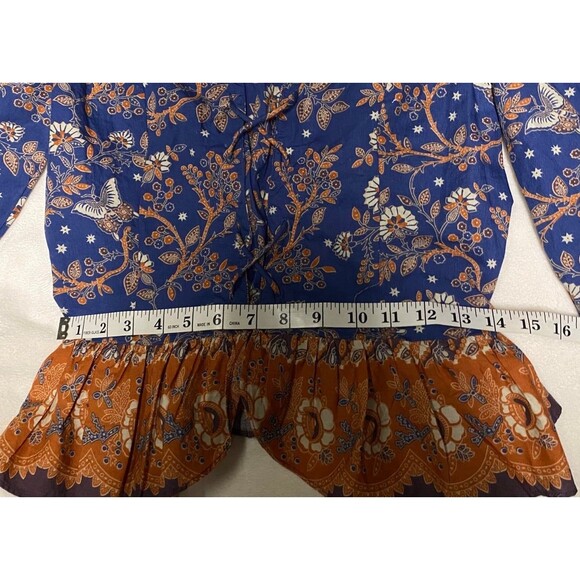 House of Harlow 1960 Medium M Peplum Balloon Sleeve Lace Up Bohemian Blouse - Picture 9 of 10